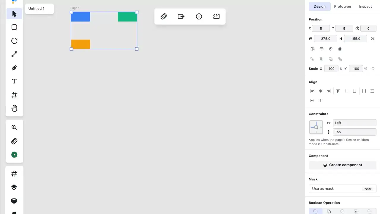 Setting a group's auto layout direction to Horizontal in Figpea and watching its children re-pack left-to-right in their existing order.