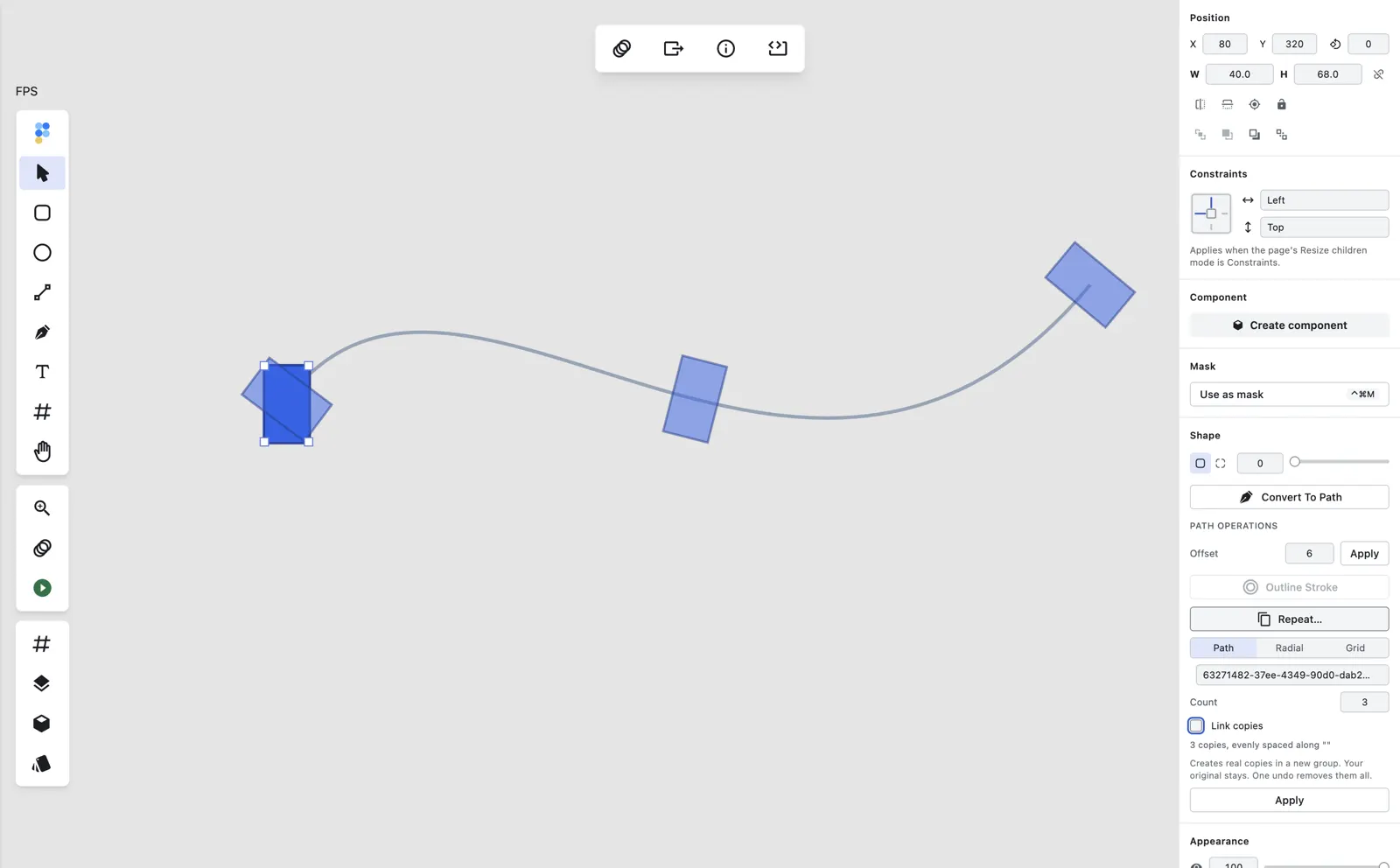 Animated demonstration of live path repeat preview scrubbing Count along a path