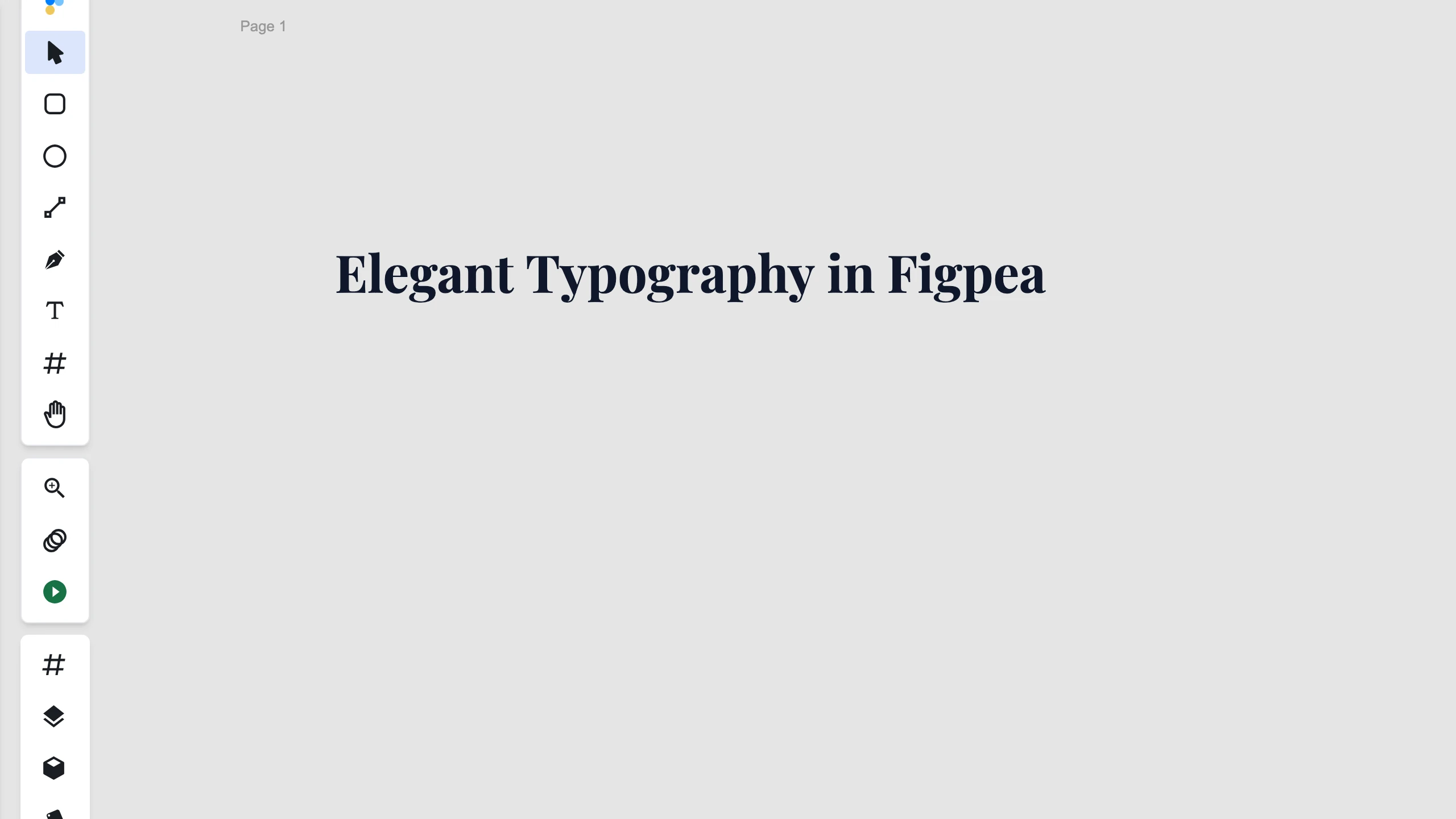 End-state still showing the text layer rendered in Playfair Display serif face on the Figpea canvas after stylePatch and waitForIdle.