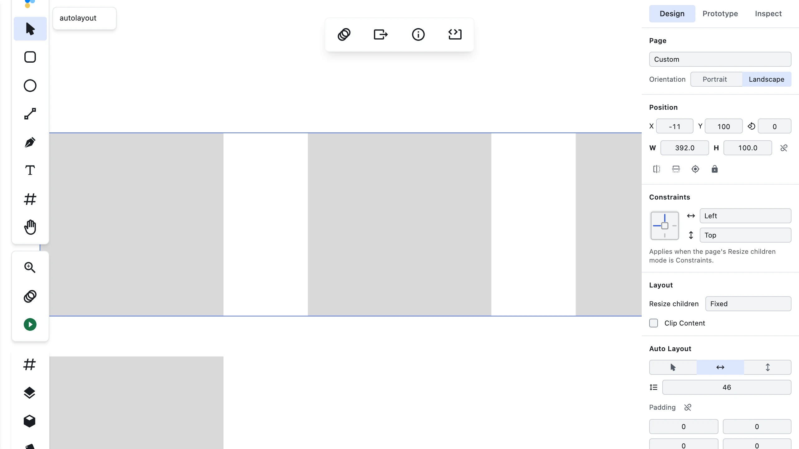 A group imported from a Figma .fig file with its auto-layout values shown in the panel