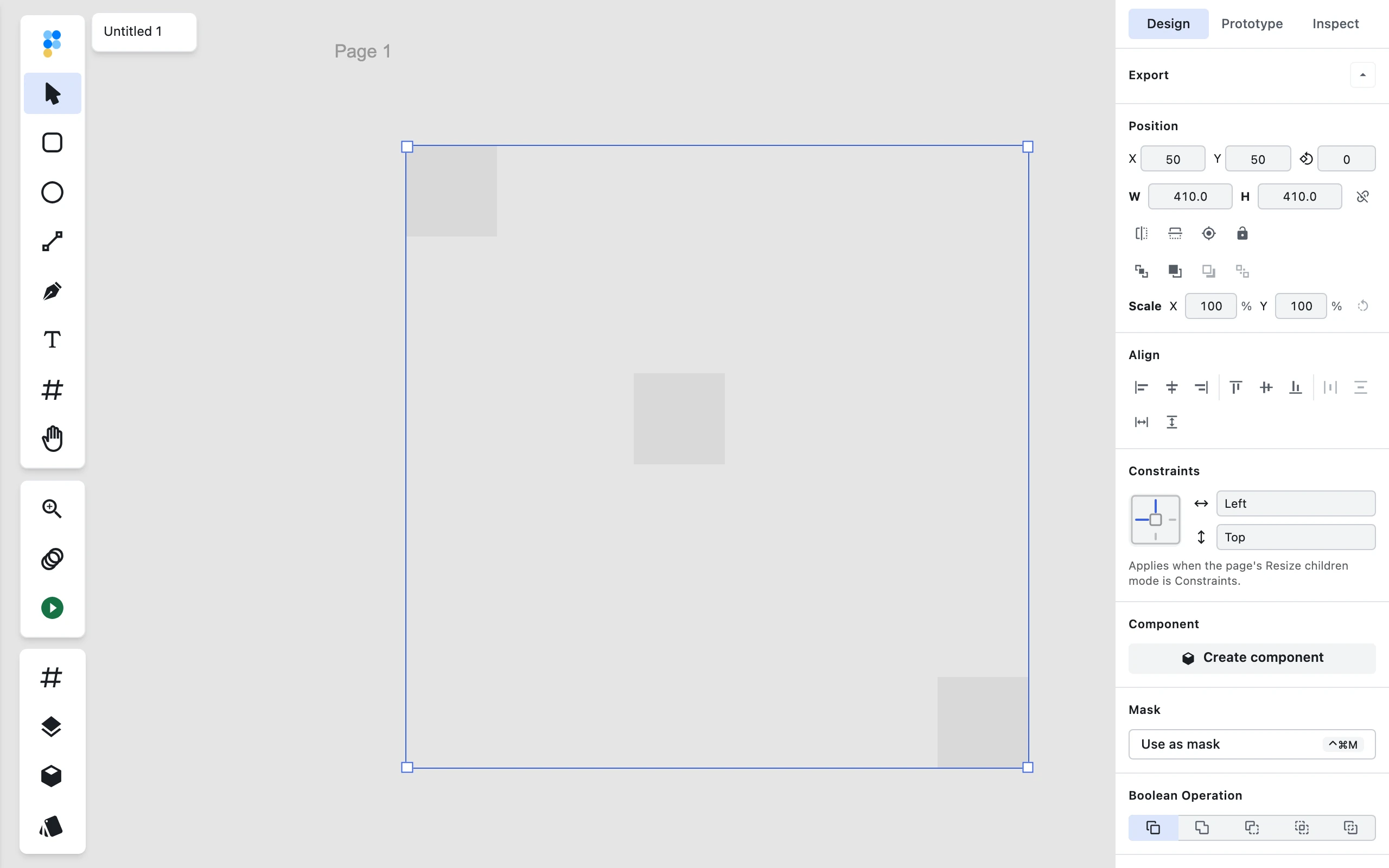 End state: the transform widget bounding the entire group after a plain marquee crossed only one of its shapes.