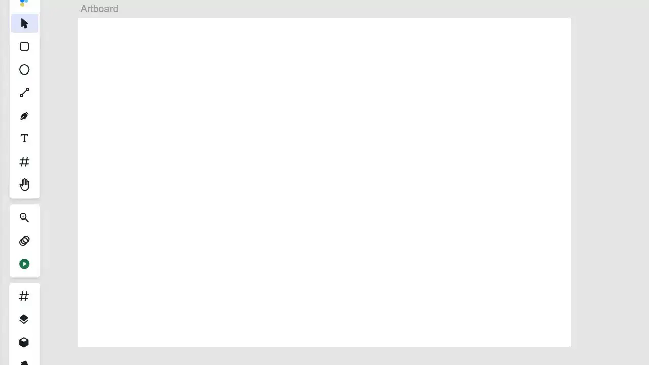 Animated demonstration of drawing a new rectangle on a white artboard in Figpea, displaying its visible neutral default fill.