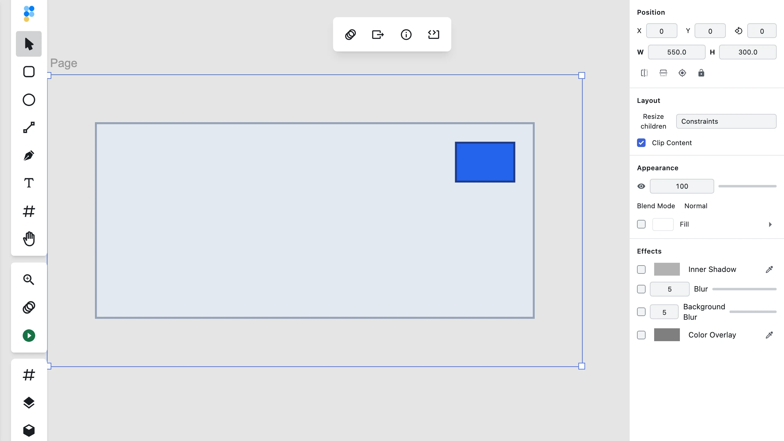 A group pinned Left and right inside a Constraints-mode page, with a Right-pinned child inside that group: widening the page stretches the group, and the child stays welded to the group's new right edge