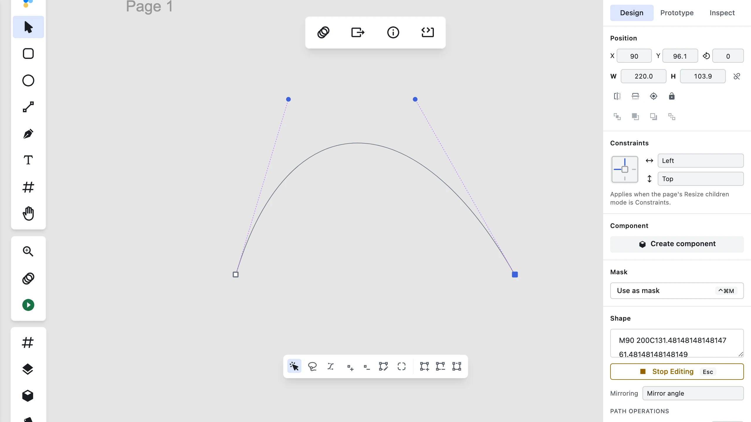 Still showing parallel handle movement in Figpea with selected handles post-move.