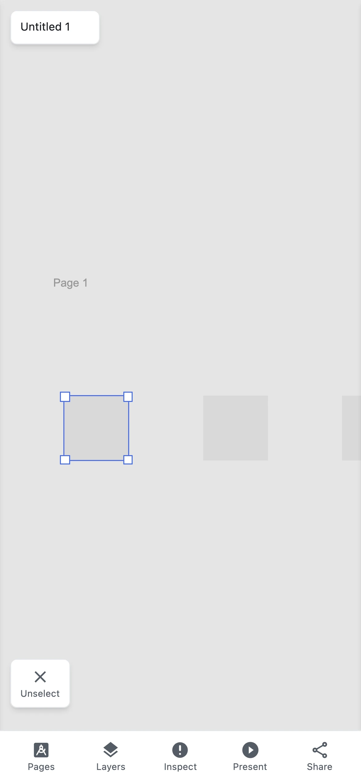 A two-finger drag pans Figpea's mobile canvas while the selected layer's handles stay exactly where they were