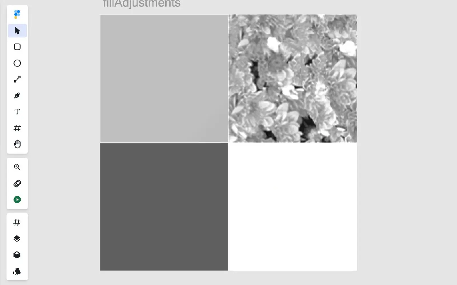 Demonstration of zero visual shift when toggling between Photoshop's baked composite preview and Figpea's live canvas render for Hue/Saturation and Black & White adjustment layers.